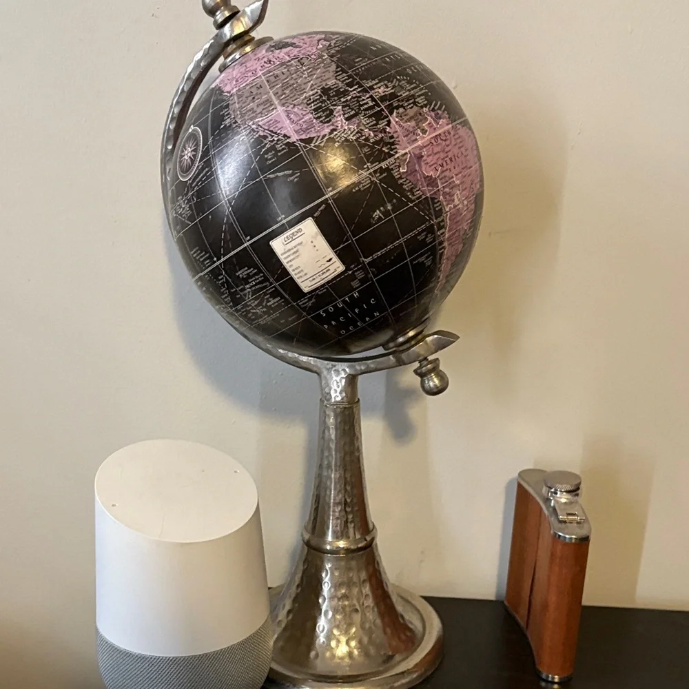 Black and Pink Globe with Silver Stand